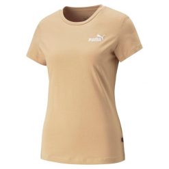 T-shirt z krótkim rękawem damski Puma ESS+ EMBROIDERY. Brązowe koszulki sportowe Puma, bez wzorów, bez ramiączek. Za 97.90 zł.