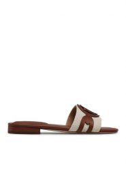 LAUREN RALPH LAUREN Klapki Alegra 802826823001 Beżowy. Brązowe klapki Lauren Ralph Lauren, bez wzorów, z materiału, bez obcasa. Za 579.99 zł.
