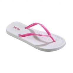 Beco Sunshine japonki damskie biało-różowe. Białe klapki 47 Brand, bez wzorów, bez obcasa. Za 198.99 zł.