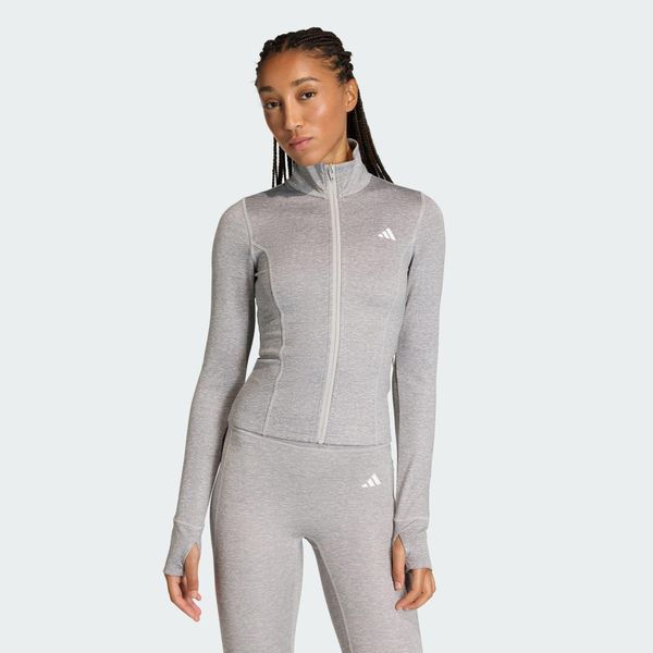 Bluza do ćwiczeń Essentials Heather z suwakiem na całej długości. Szare bluzy Adidas, xl, bez wzorów, z dzianiny, bez kaptura. Za 239.00 zł.