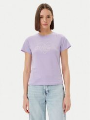 Guess T-Shirt V5GI10 K9RM1 Fioletowy Regular Fit. Fioletowe t-shirty Guess, s, z aplikacjami, z bawełny, bez kołnierzyka, bez ramiączek. Za 159.99 zł.