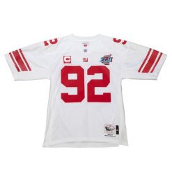 Koszulka Nfl New York Giants Mike Strahan. Białe bluzki Mitchell & Ness, bez wzorów, sportowe, bez kołnierzyka, bez ramiączek. Za 1,289.50 zł.