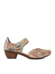 Rieker Półbuty 43753-91 Beżowy. Brązowe czółenka Rieker, bez wzorów, ze skóry, bez obcasa, na obcasie, bez zapięcia. Za 319.99 zł.