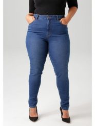 Aniston Dżinsy - Slim fit - w kolorze niebieskim rozmiar: 44. Niebieskie jeansy Aniston, bez wzorów, z podwyższonym stanem. Za 74.28 zł.