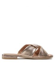 Caprice Klapki 9-27100-42 Złoty. Żółte klapki Caprice, bez wzorów, ze skóry, bez obcasa. Za 183.99 zł.