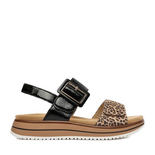 Sandały Remonte. Czarne sandały Remonte, bez wzorów, bez obcasa, na płaskiej podeszwie, bez zapięcia. Za 379.99 zł.