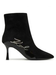 KARL LAGERFELD Botki KL32744 Czarny. Czarne botki KARL LAGERFELD, bez wzorów, ze skóry, bez obcasa, na szpilce, bez zapięcia. Za 979.99 zł.