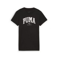 Damska koszulka z nadrukiem PUMA SQUAD PUMA Black. Czarne koszulki sportowe Puma, bez wzorów, bez ramiączek, na jogę i pilates. Za 72.99 zł.