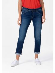 Timezone Dżinsy "Nali" - Slim fit - w kolorze granatowym rozmiar: W26. Niebieskie jeansy Timezone, z aplikacjami. Za 140.86 zł.