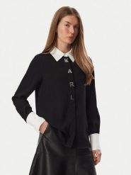 KARL LAGERFELD Koszula B4W11010 Czarny Regular Fit. Czarne koszule KARL LAGERFELD, bez wzorów, z syntetyku, bez kołnierzyka, bez ramiączek. Za 849.99 zł.