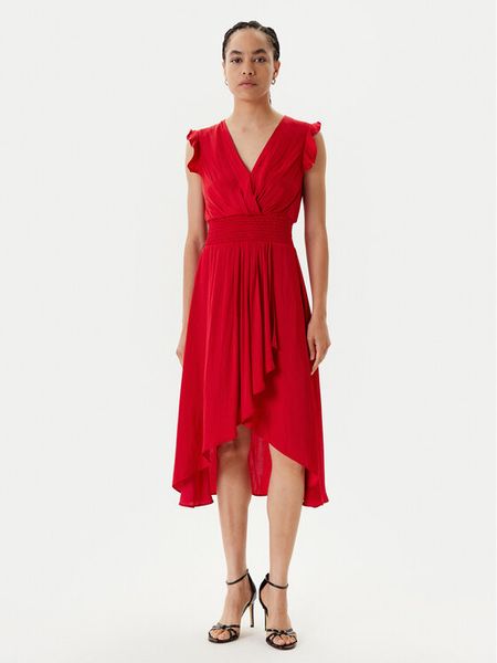 Morgan Sukienka koktajlowa 222-RWALLY Czerwony Regular Fit. Czerwone sukienki Morgan, bez wzorów, z syntetyku, wizytowe, bez kołnierzyka, bez ramiączek. Za 329.99 zł.