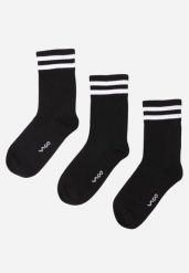 Czarne 3-pack Skarpety Długie z Paseczkami i Bawełną Simala. Czarne bielizna sportowa Born2be, uniwersalny, bez wzorów, z bawełny. Za 29.99 zł.