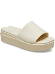 Crocs Klapki "Brooklyn" w kolorze kremowym rozmiar: 42/43. Brązowe klapki Crocs, bez wzorów, z otwartym noskiem, bez obcasa, na platformie. Za 127.65 zł.