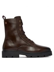 Tommy Hilfiger Trzewiki TH Stud Leather Lace-Up Boot FW0FW09571 Brązowy. Brązowe botki TOMMY HILFIGER, bez wzorów, ze skóry, bez obcasa, na płaskiej podeszwie, bez zapięcia. Za 849.99 zł.