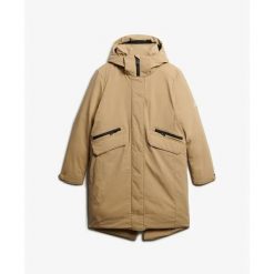 Parka dla kobiet Superdry City Fishtail. Brązowe parki Superdry, na zimę, eleganckie, bez kaptura. Za 756.10 zł.