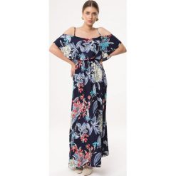 Granatowa Sukienka Ductile. Sukienki Born2be, m, bez wzorów, eleganckie, bez kołnierzyka, bez ramiączek, maxi. Za 59.99 zł.