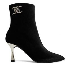 Botki Juicy Couture. Czarne botki Juicy Couture, bez wzorów, bez obcasa, na szpilce, bez zapięcia. Za 359.99 zł.
