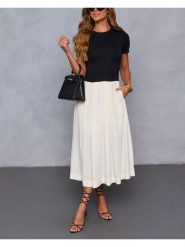 Milan Kiss Sukienka w kolorze czarno-białym rozmiar: S. Czarne sukienki Milan Kiss, na imprezę, s, bez wzorów, bez kołnierzyka, bez ramiączek, midi. Za 222.95 zł.