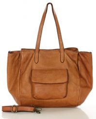 Shopperka skórzana MARCO MAZZINI brąz camel v246a. Brązowe shopper bez wzorów, ze skóry, bez dodatków. Za 569.05 zł.