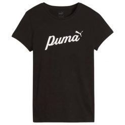T-shirt Damski ESS+Script. Czarne t-shirty Puma, s, bez wzorów, bez kołnierzyka, bez ramiączek. Za 154.99 zł.