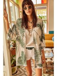 Olalook Kimono "Olalook" w kolorze kremowym rozmiar: L. Brązowe swetry Olalook, l, bez wzorów, z wiskozy, bez ramiączek. Za 65.85 zł.