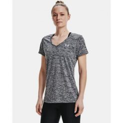 Koszulka damska Under Armour TECH SSV - TWIST. Czarne bluzki Under Armour, bez wzorów, sportowe, bez kołnierzyka, bez ramiączek. W wyprzedaży za 94.75 zł.
