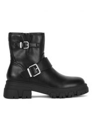 MEXX Botki MI001712843W Czarny. Czarne botki Mexx, bez wzorów, ze skóry, bez obcasa, na płaskiej podeszwie, bez zapięcia. Za 265.99 zł.