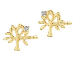 Kolczyki z żółtego złota z diamentami - drzewka - 0,008 ct - próba 375. Żółte kolczyki Apart, z diamentem, złote. Za 859.00 zł.
