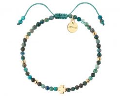 Bransoletka z mosiądzu pozłacana z turkusami - koniczyna. Bransoletki Artelioni, z turkusem, pozłacane. Za 119.00 zł.