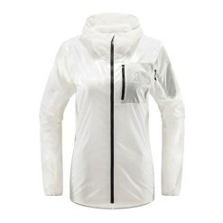 Kurtka przeciwwiatrowa damska Haglöfs L.I.M Shield Hood. Białe kurtki sportowe Haglöfs, l, bez wzorów, z softshellu, bez kaptura, trekkingowe. Za 379.99 zł.