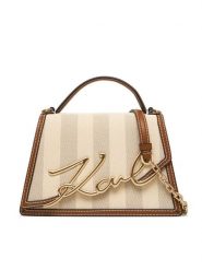 KARL LAGERFELD Torebka B2W30227 Beżowy. Brązowe torebki klasyczne KARL LAGERFELD, bez wzorów, z materiału, bez dodatków. Za 1,499.00 zł.