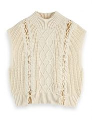 Scotch & Soda Bezrękawnik w kolorze kremowym rozmiar: S. Brązowe swetry Scotch & Soda, s, bez wzorów, ze splotem, bez ramiączek. Za 143.56 zł.