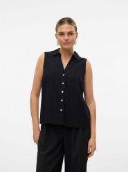 Vero Moda Bluzka w kolorze czarnym rozmiar: M. Czarne bluzki Vero Moda, m, bez wzorów, bez kołnierzyka, bez ramiączek. Za 92.95 zł.