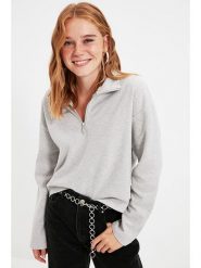 Trendyol Bluza w kolorze szarym rozmiar: S. Szare bluzy Trendyol, s, bez wzorów, bez kaptura. Za 152.99 zł.