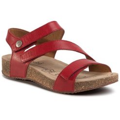 Sandały Josef Seibel. Czerwone sandały Josef Seibel, bez wzorów, bez obcasa, na płaskiej podeszwie, bez zapięcia. Za 389.99 zł.
