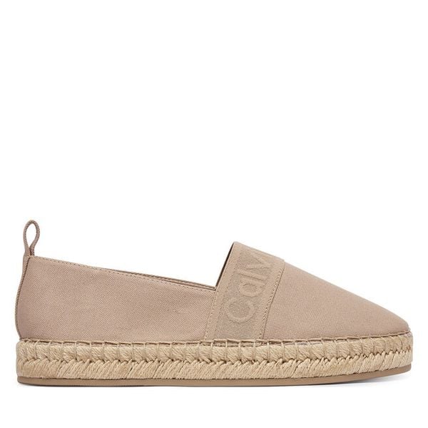 Espadryle Calvin Klein. Brązowe espadryle Calvin Klein, bez wzorów, bez obcasa, bez zapięcia. Za 369.99 zł.