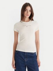 Tommy Jeans T-Shirt Bling Linear DW0DW21550 Biały Slim Fit. Białe t-shirty Tommy Jeans, xs, bez wzorów, z bawełny, bez kołnierzyka, bez ramiączek. Za 169.99 zł.