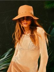 Plecioy kapelusz z koralikami - beżowy. Brązowe kapelusze Sinsay, bez wzorów. Za 25.99 zł.