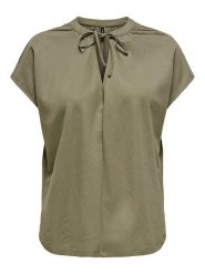 ONLY Bluzka "Jany" w kolorze khaki rozmiar: XS. Brązowe bluzki Only, xs, bez wzorów, bez kołnierzyka, bez ramiączek. Za 61.89 zł.