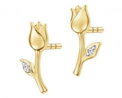 Kolczyki z żółtego złota z diamentami - kwiat - 0,008 ct - próba 375. Żółte kolczyki Apart, z diamentem, złote. Za 999.00 zł.