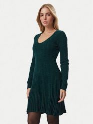 Guess Sukienka dzianinowa W6BK31 Z1443 Zielony ciemny Regular Fit. Zielone sukienki Guess, xs, z aplikacjami, z dzianiny, bez kołnierzyka, bez ramiączek. Za 524.99 zł.