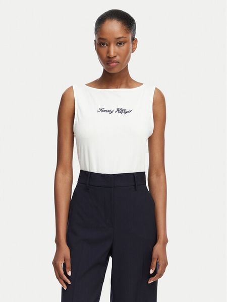 Tommy Hilfiger Top Classic WW0WW50948 Biały Relaxed Fit. Białe topy TOMMY HILFIGER, xs, bez wzorów, z bawełny, bez kołnierzyka, bez ramiączek. Za 144.99 zł.