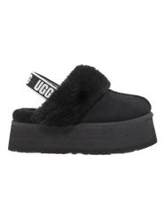 UGG Skórzane kapcie "Funkette" w kolorze czarnym rozmiar: 40. Czarne obuwie domowe UGG, bez wzorów, z wełny, bez zapięcia. Za 462.29 zł.