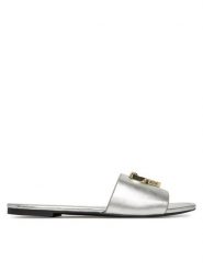 LOVE MOSCHINO Klapki JA28161G0MIF090B Srebrny. Szare klapki Love Moschino, bez wzorów, ze skóry, bez obcasa. Za 569.99 zł.