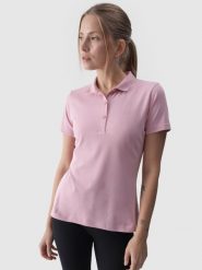 4F Koszulka polo slim damska - różowa XS. Czerwone koszulki polo 4f, xs, bez wzorów, z bawełny, bez kołnierzyka, bez ramiączek. W wyprzedaży za 39.99 zł.