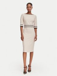 Rinascimento Sukienka koktajlowa CFC0131086003 Beżowy Slim Fit. Brązowe sukienki Rinascimento, s, bez wzorów, z syntetyku, wizytowe, bez kołnierzyka, bez ramiączek. Za 524.99 zł.