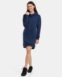 Długa bluza z kapturem Kilpi HEYDEN-W. Niebieskie bluzy Kilpi, bez wzorów, z bawełny, z kapturem. Za 422.05 zł.