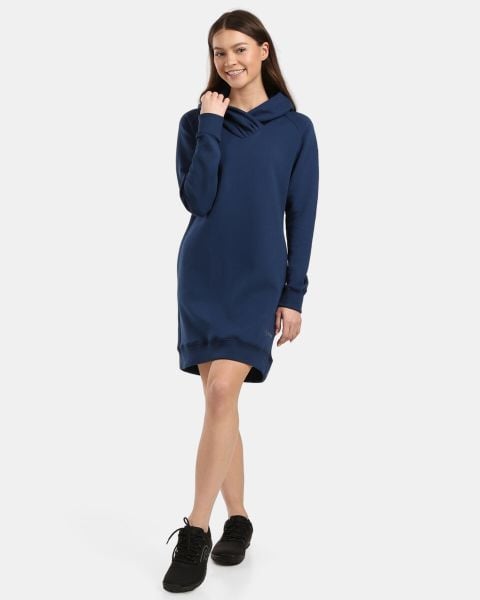 Damska długa bluza z kapturem Kilpi HEYDEN-W. Niebieskie bluzy Kilpi, bez wzorów, z materiału, z kapturem. Za 318.77 zł.