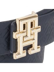 Tommy Hilfiger Pasek Damski Th Logo Bombe Rev 3.0 AW0AW16019 Granatowy. Niebieskie paski TOMMY HILFIGER, bez wzorów, ze skóry. Za 179.99 zł.
