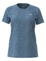 Under Armour Koszulka sportowa "Tech" w kolorze niebieskoszarym rozmiar: S. Niebieskie koszulki sportowe Under Armour, bez wzorów, z materiału, bez ramiączek, outdoorowe. Za 83.62 zł.